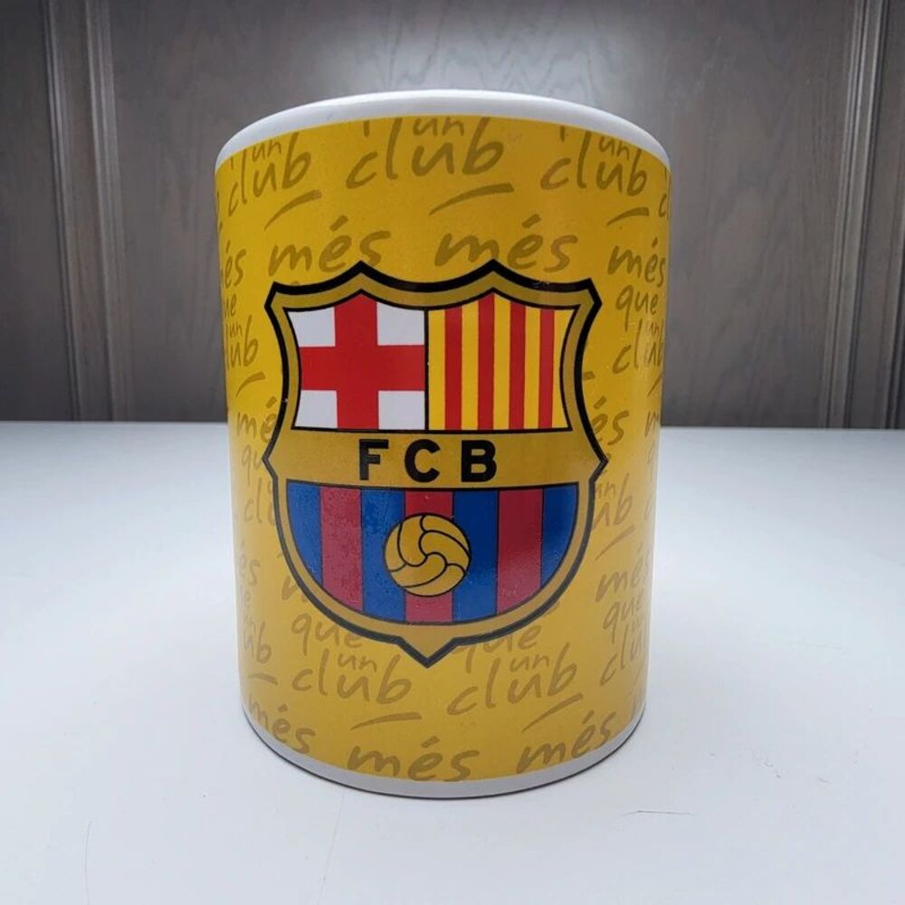 Official FC Barcelona Porcelain Mug Yellow Tea Coffee Cup FCB Football Crest